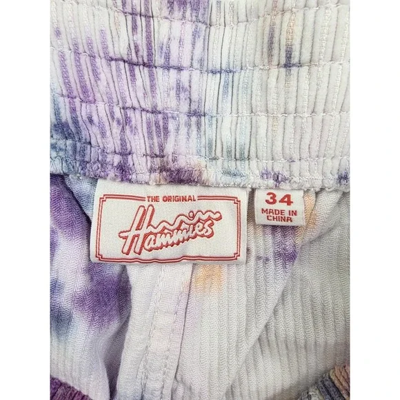 Hammies Purple Tie Dye Stretch Corduroy Retro Shorts Women's Size 34x2 - Picture 5 of 5